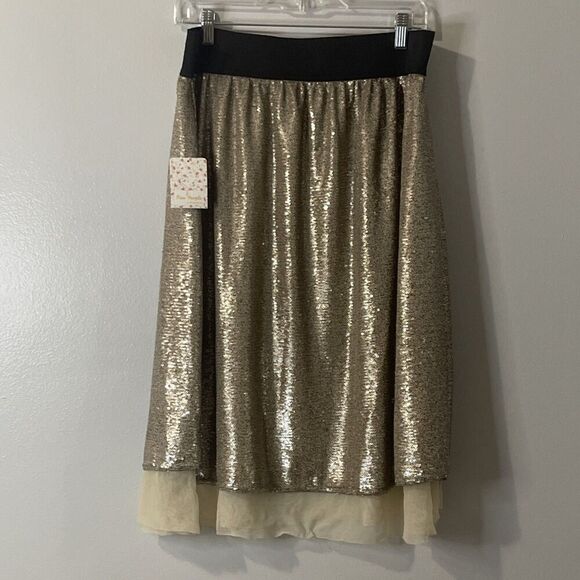FREE PEOPLE Sequin Skirt Size Large Blush Pink NEW Party Glitz Glam Tulle - Picture 6 of 12